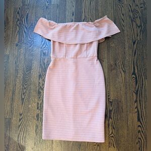 June and Hudson Blush Off-Shoulder Fitted Dress